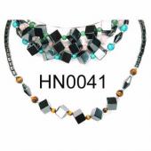 Assorted Colored Semi precious Stone Beads Hematite Cube  Beads Stone Chain Choker Fashion Women Necklace